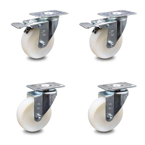 Service Caster 4 Inch Nylon Wheel Swivel Top Plate Caster Total Lock Brakes SCC, 2PK SCC-TTL20S414-NYS-2-S-2 - main